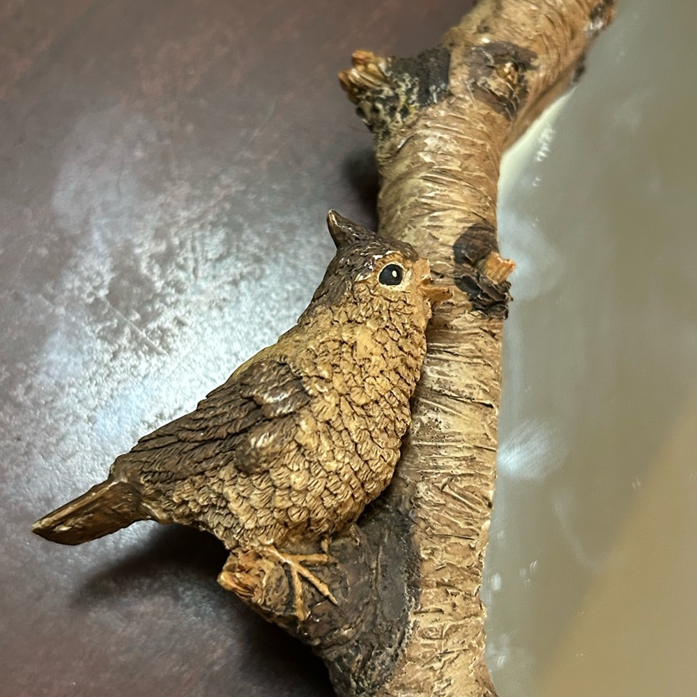 Rustic Brown Leaf and Bird Wall Mirror - Picture 6 of 6